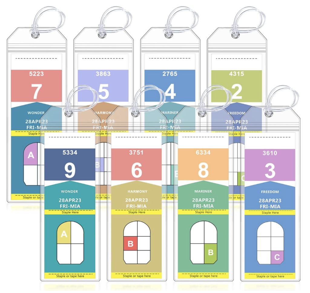 8-pack of luggage tags!